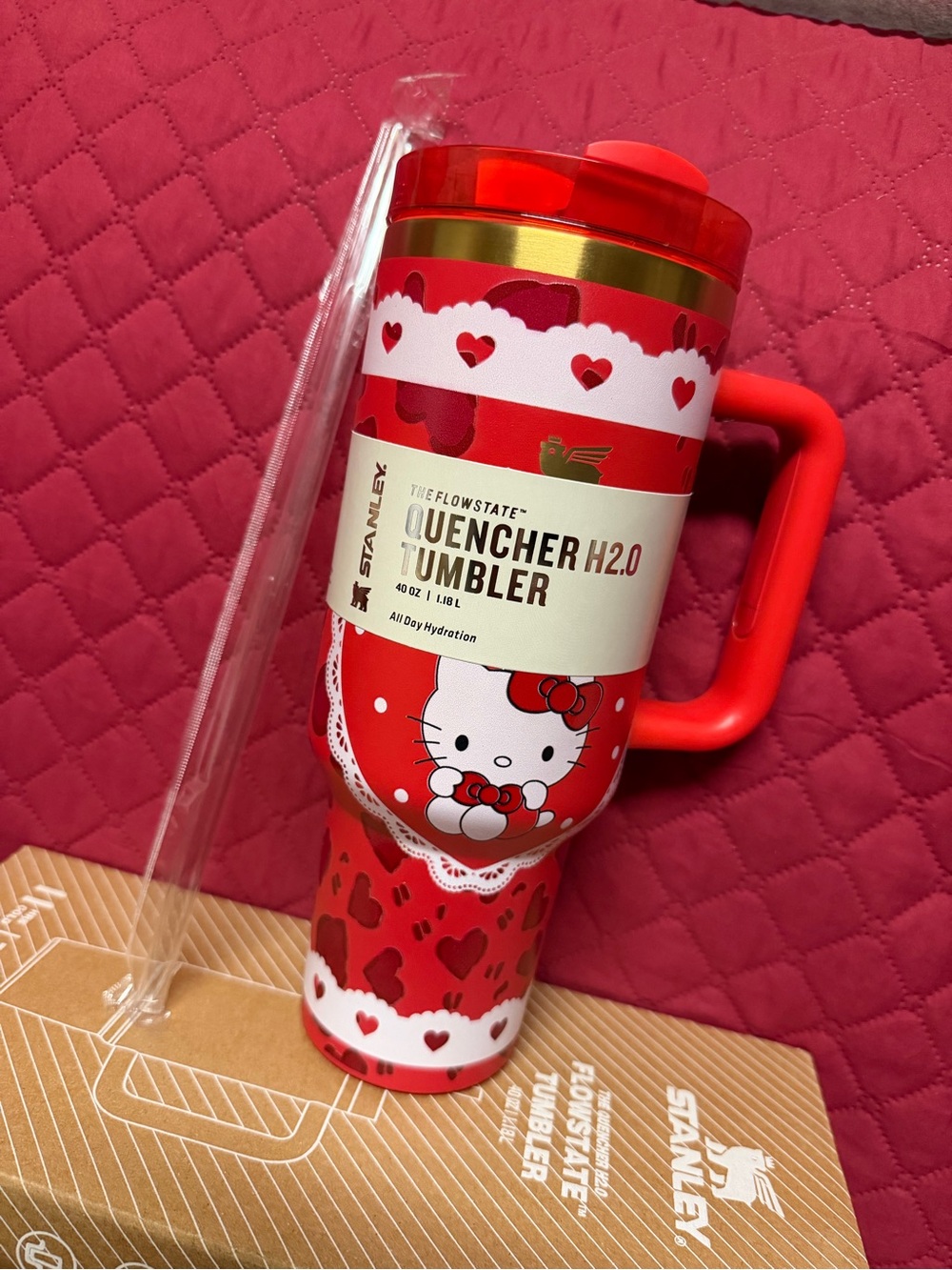 Stanley Red Hello Kitty Heart Quencher Tumbler